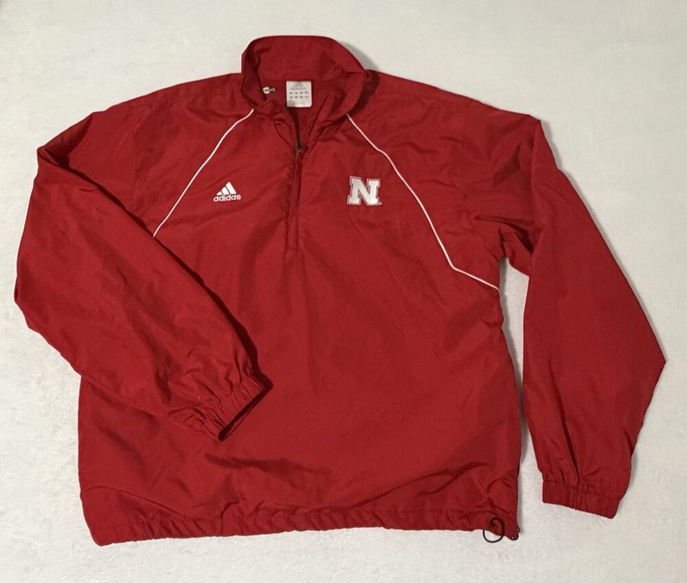 Adidas Nebraska Cornhuskers Jacket Mens Large Red Lightweight Climalite